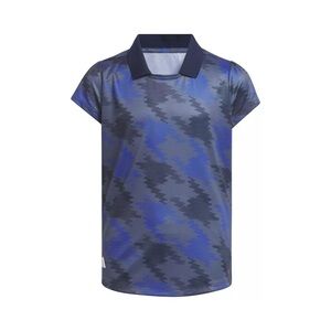 adidas Girls' HEAT.RDY Print Short Sleeve Golf Polo M 11-12 Blue Grey NEW